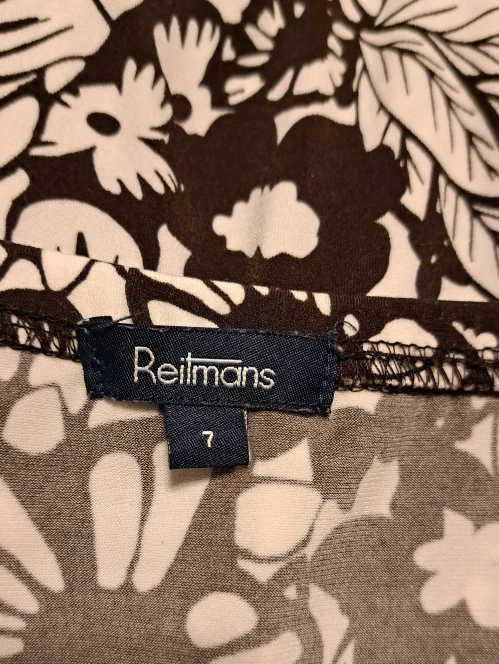Reitmans Brown & Cream Juniors Floral A-Line Midi Skirt Flowy Size 7